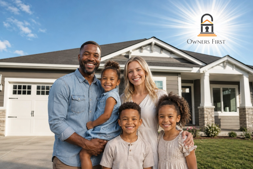 Homeowners relaxing together in their new home